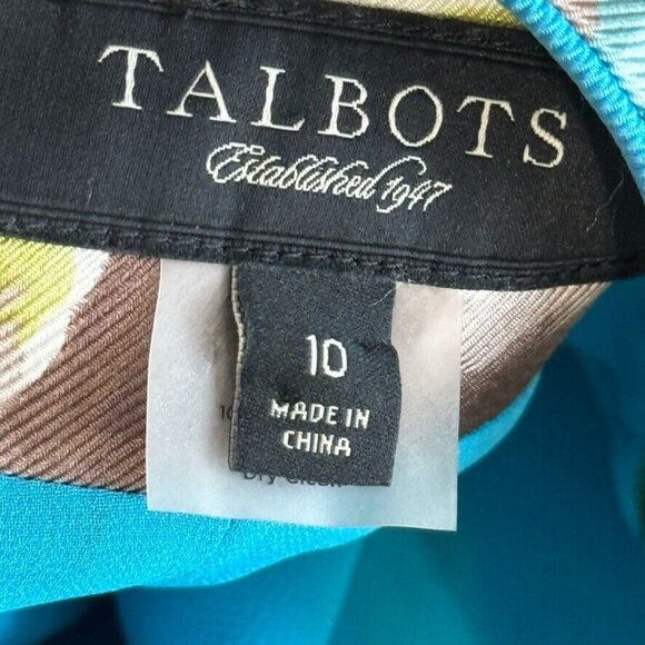 Talbots Skirt Size 10 womens blue green pleated Floral 100% Silk - Picture 7 of 8